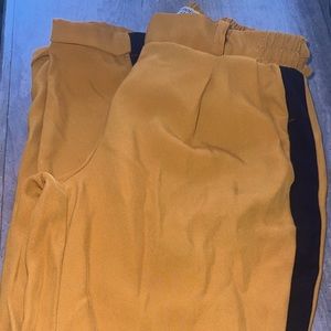 Polyester Mustard Yellow & Black Pants
